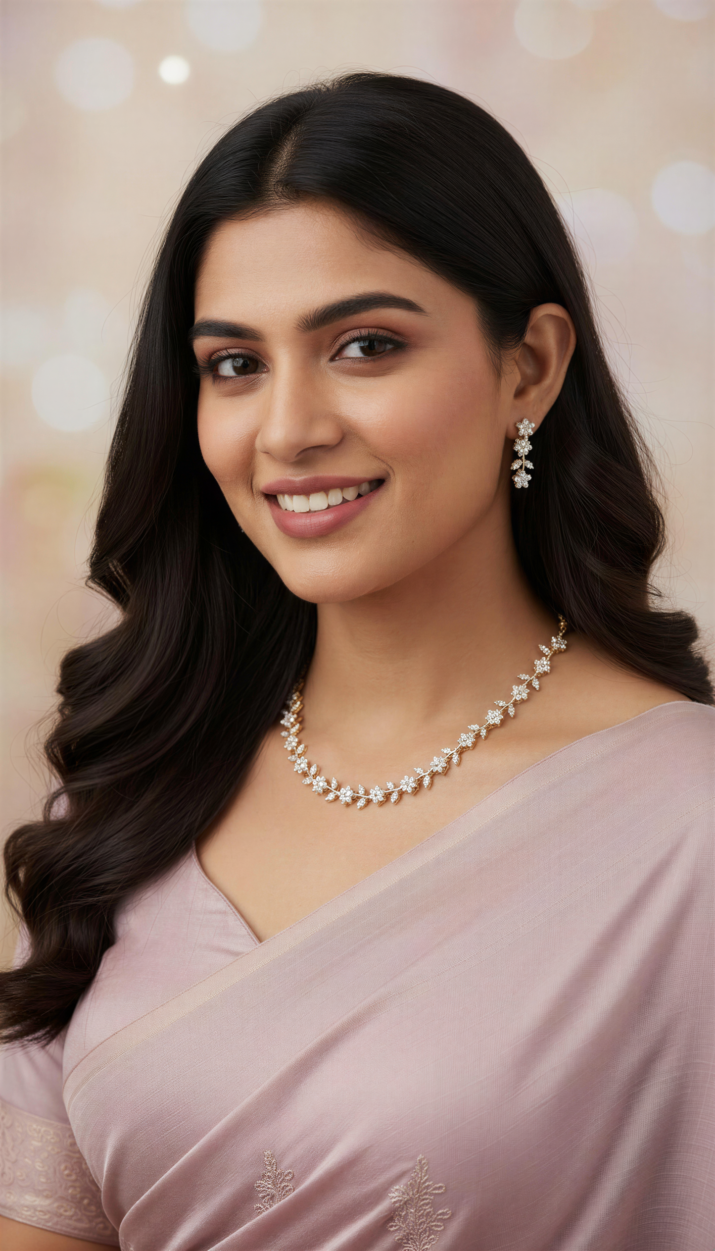 Roshiya CZ Leaf & Bloom Necklace