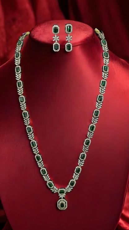 Nita CZ Multistone Long Necklace  A replica of Diamond necklace