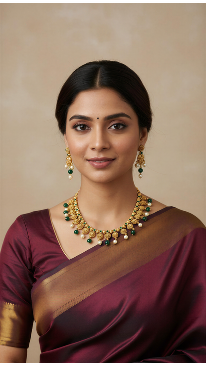 DIVA ANTIQUE COIN NECKLACE WITH EARRINGS