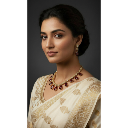 Isha Victorian Red AD Necklace