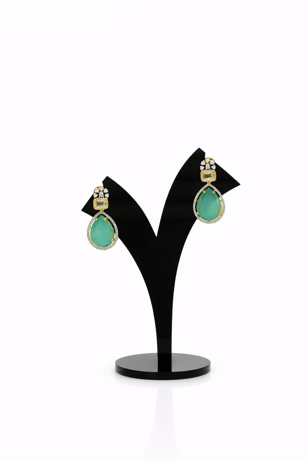 Aarushi Diamond Replica Green Rain drop Necklace