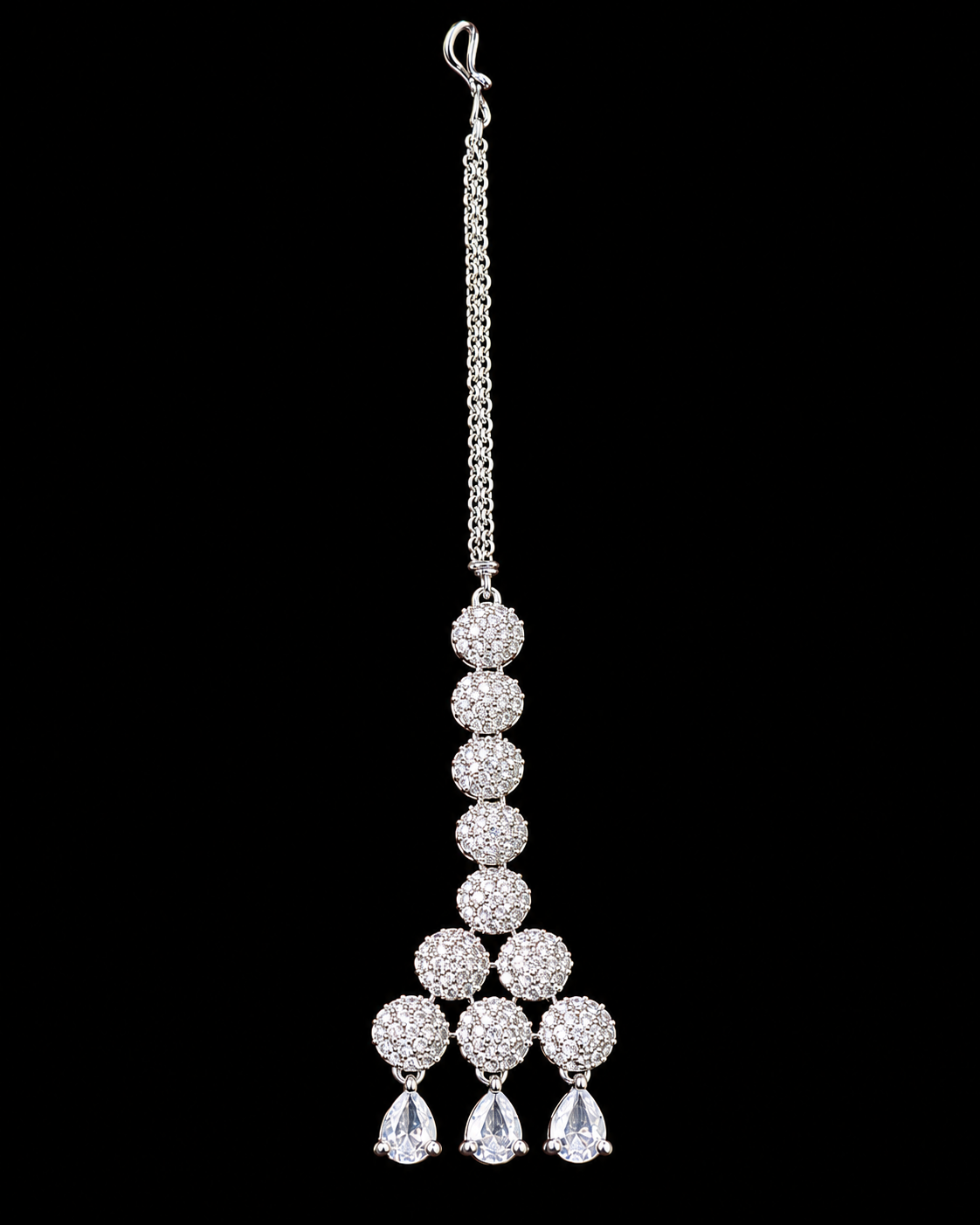 Diamond Replica Rhodium Plated Maangtikka
