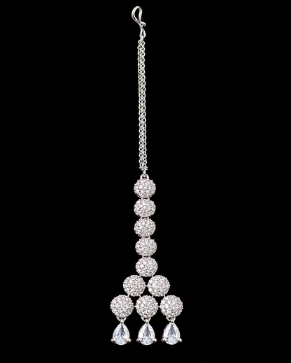 Diamond Replica Rhodium Plated Maangtikka