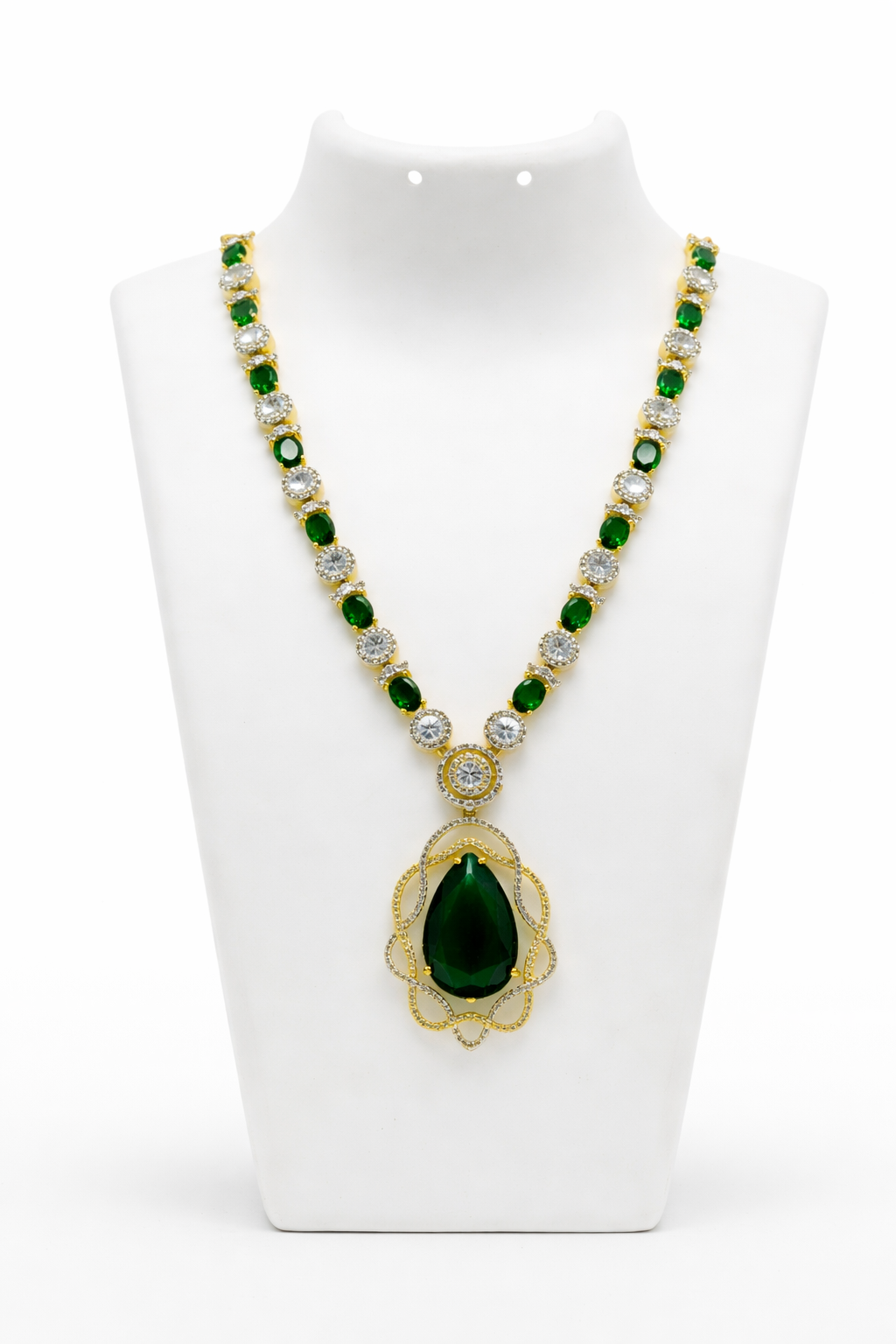 Zaya Green Two -Toned AD Statement Premium Necklace