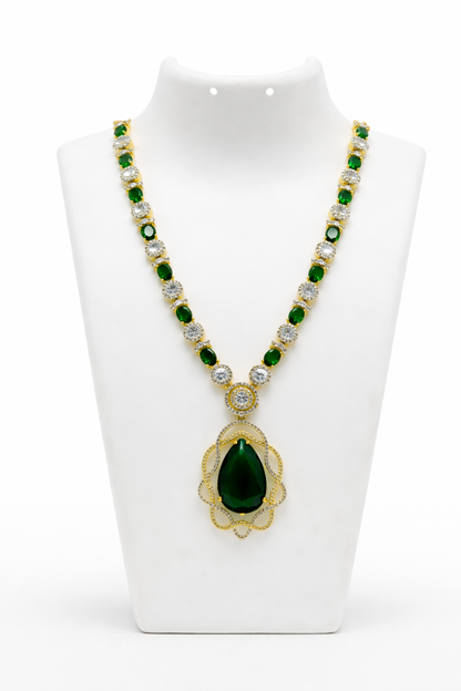 Zaya Green Two -Toned AD Statement Premium Necklace