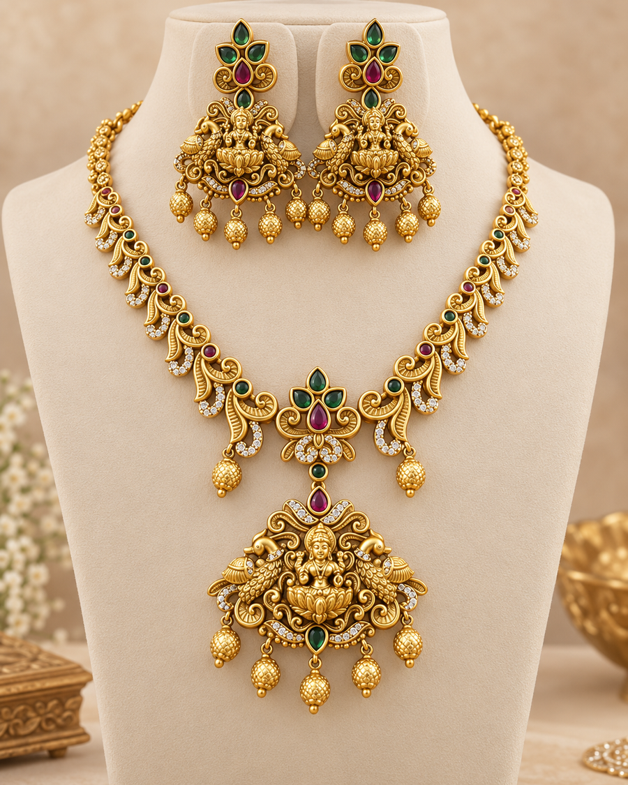 Devsena Heritage Antique CZ Necklace Set