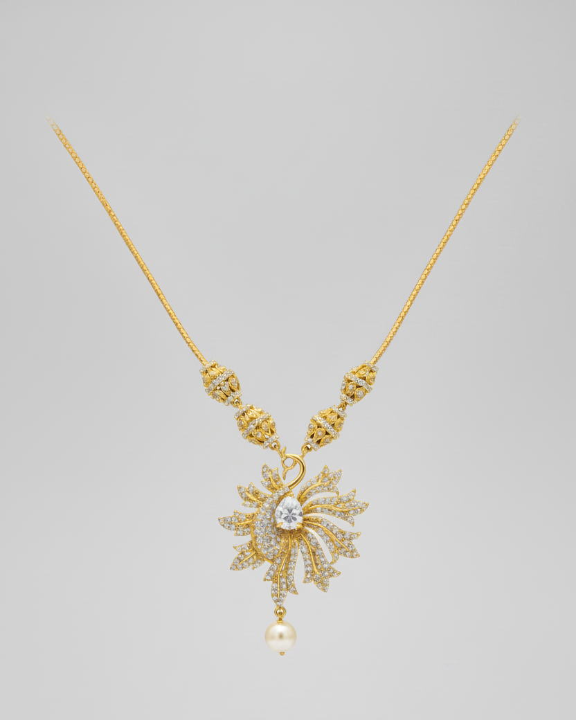 Swati Swan White CZ Stone Pendant  Necklace