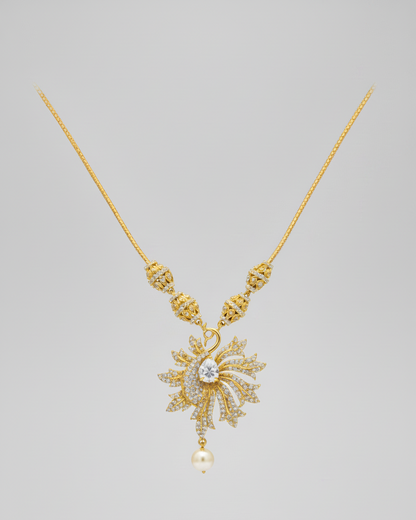 Swati Swan White CZ Stone Pendant  Necklace