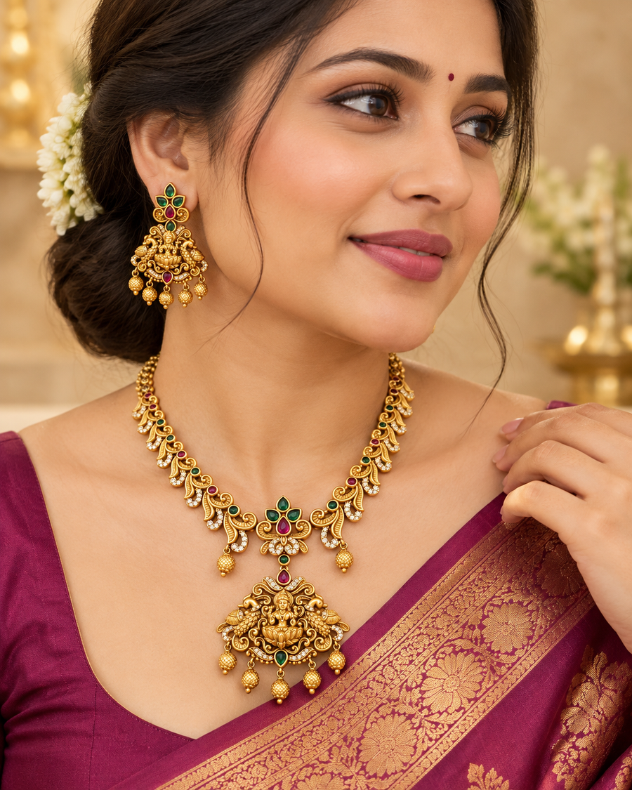 Devsena Heritage Antique CZ Necklace Set