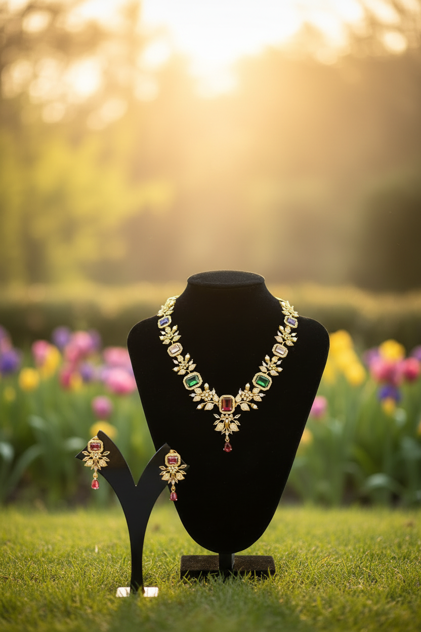 Rivana AD Mutistone Necklace set