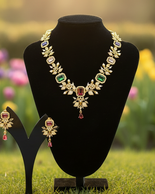 Rivana AD Mutistone Necklace set