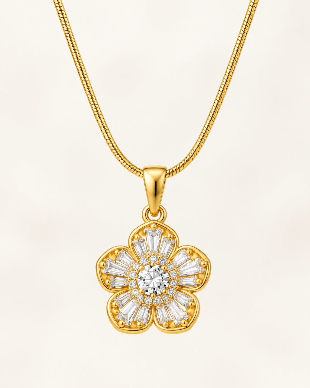 Minimalist Flower Pendant Gold Necklace