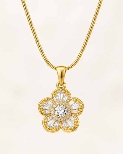 Minimalist Flower Pendant Gold Necklace