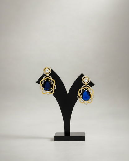 Zaya Two Toned Blue Sapphire AD  Statement Necklace