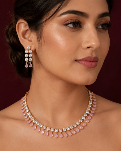 CZ Tear drop Stone Party wear Necklace