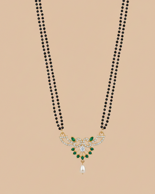 Mangalsutra CZ Green with White Stone Pendant