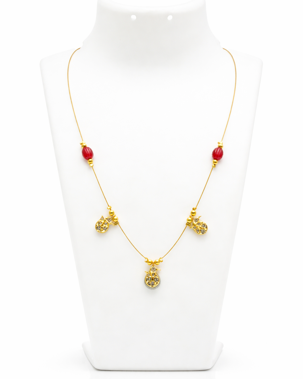 Invisible Chain with Red stone & Swan
