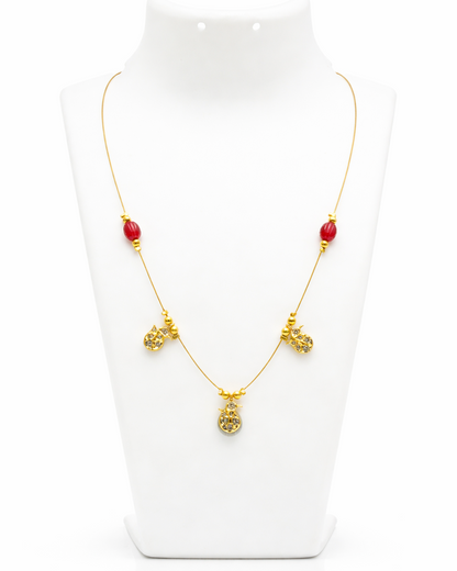 Invisible Chain with Red stone & Swan