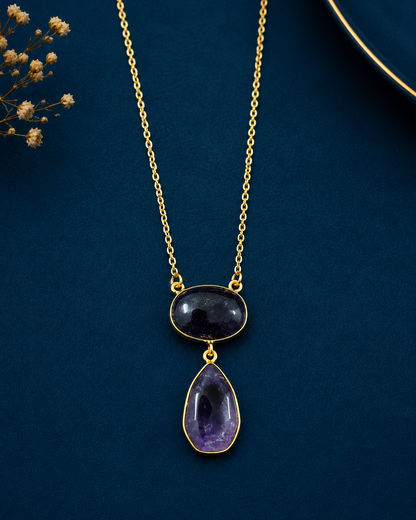 Dual Classic Blue Stone Necklace