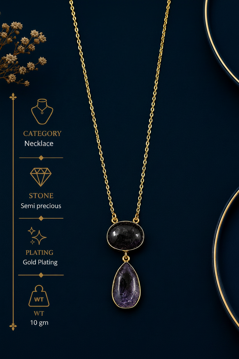 Dual Classic Blue Stone Necklace