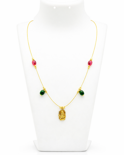 Invisible chai with Red & Green Beads