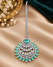 Rhodium-Plated CZ Maang Tikka (Nettichutti)