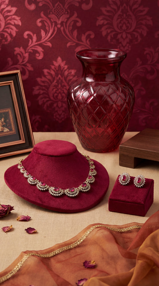 THe Crimson Sulthanate Cresent Necklace Set