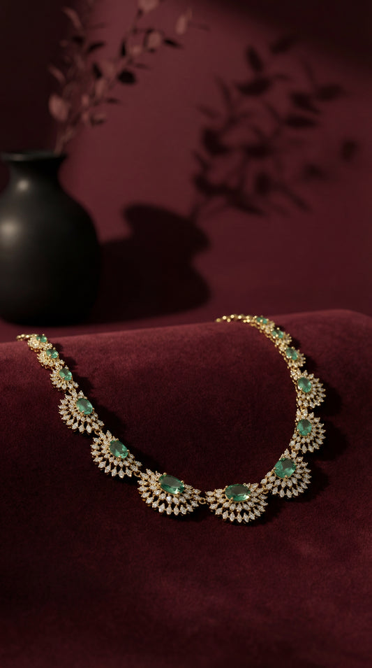 The Sulthana  Cresentmoon Green Necklace set