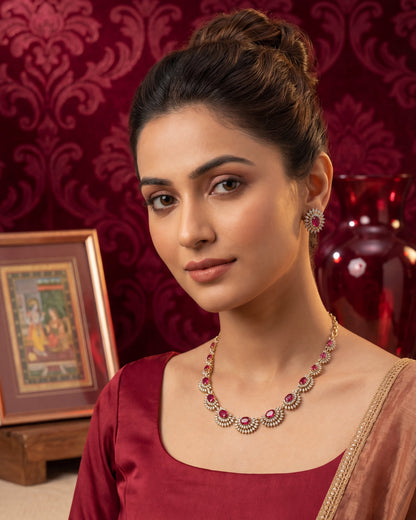 The Sulthana  Cresentmoon Green Necklace set