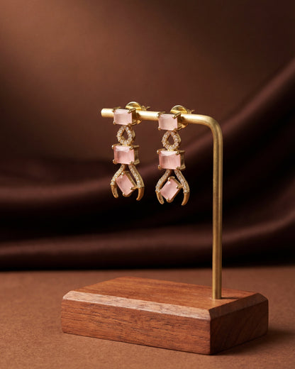 The Stella Gold & PInk Stone Statement Necklace Set