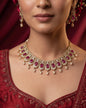 Dimple Royal Coral Purple & white AD Stone Necklace