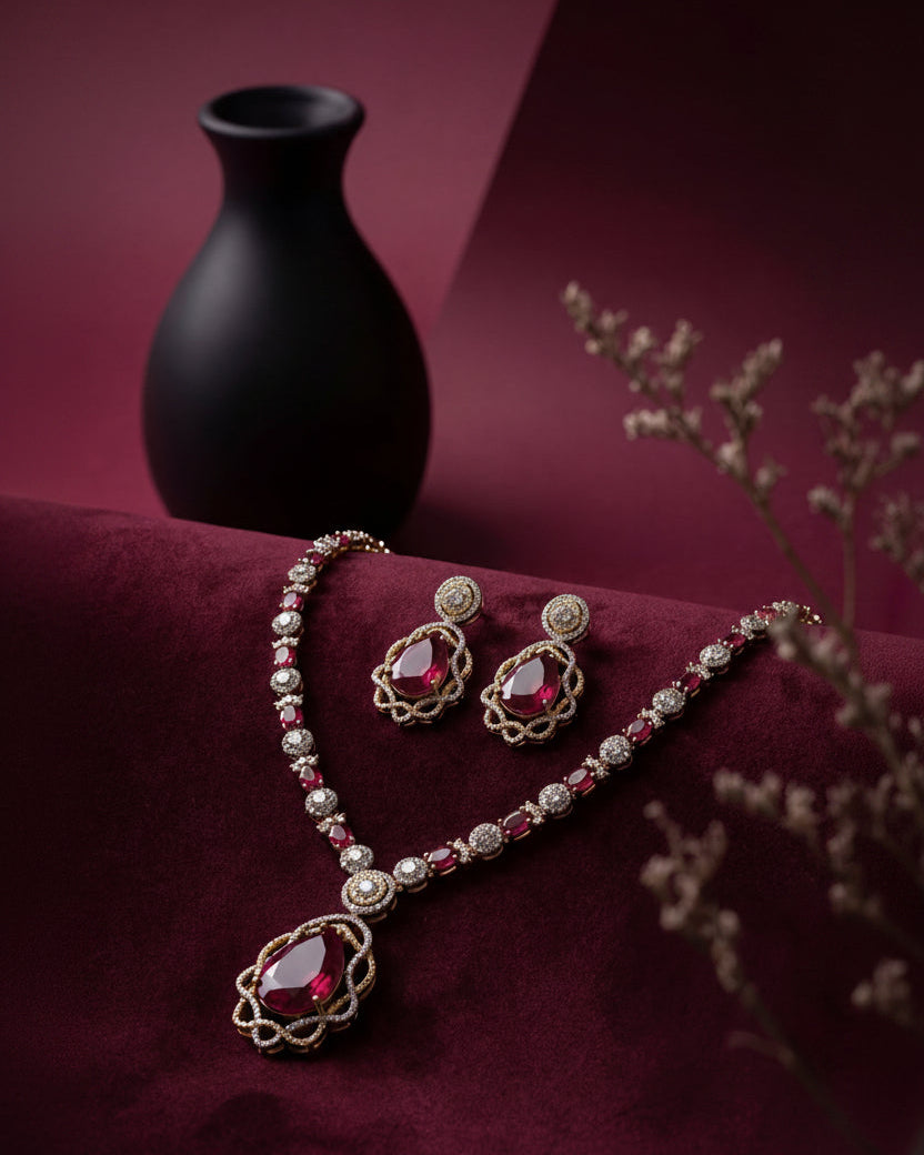 Zara Ruby Luxe Bridal Necklace Set
