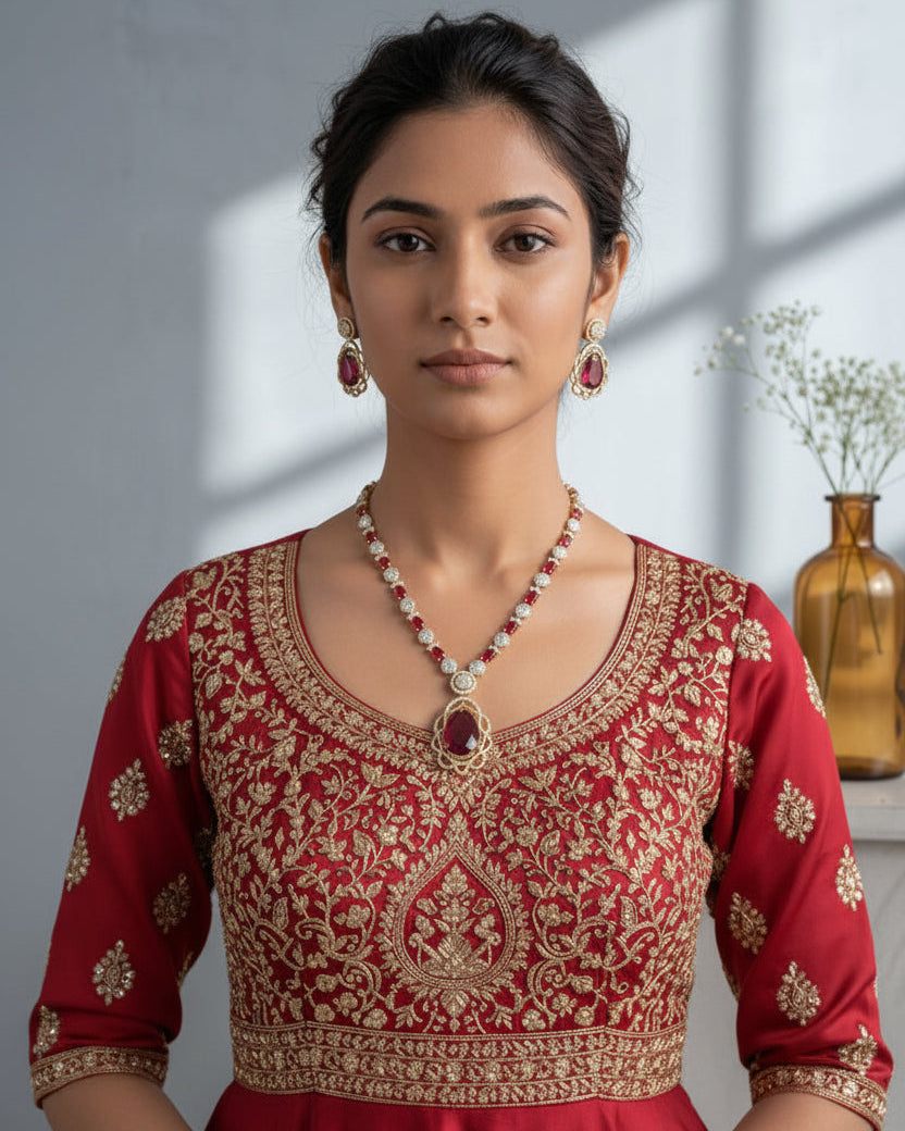 Zara Ruby Luxe Bridal Necklace Set