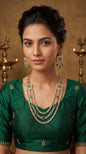 Sushmita Emerald Royal Green 3Layer Necklace Set