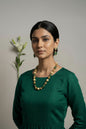 Bhuvana Antique Green & Gold  Gundu Necklace