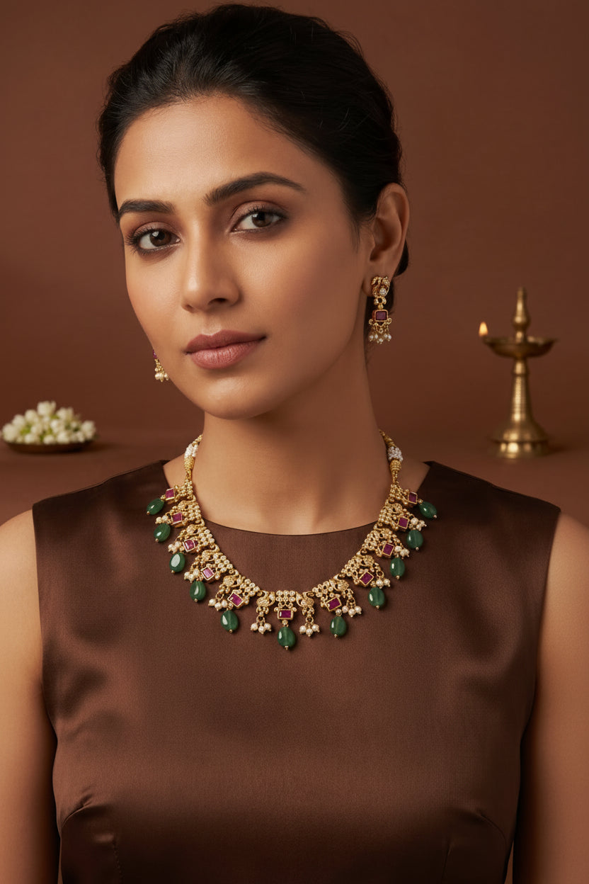 Emera Emerald Royal Golden Necklace