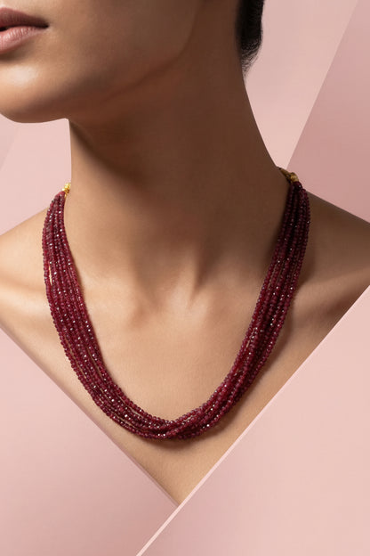 Multi-standed Maroon beaded necklace set