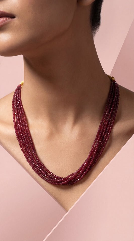 Multi-standed Maroon beaded necklace set