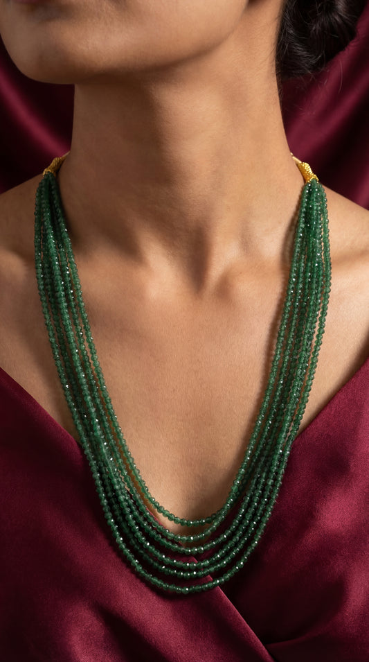 Multi-Stranded Beaded  Green Necklace