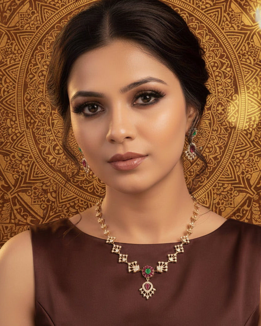 Zaria Floral Drop Necklace