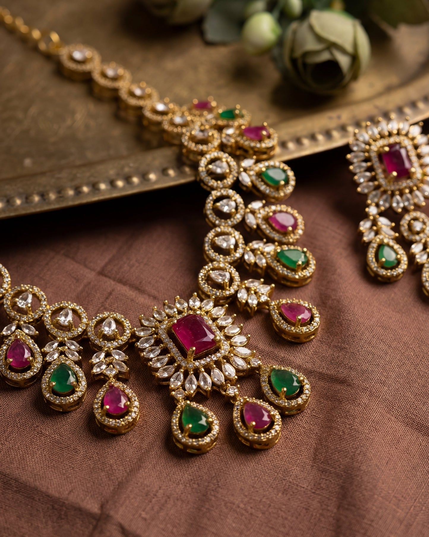 AD Ruby &Emerald Premium Necklace Set