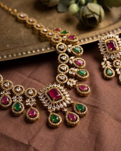 AD Ruby &Emerald Premium Necklace Set