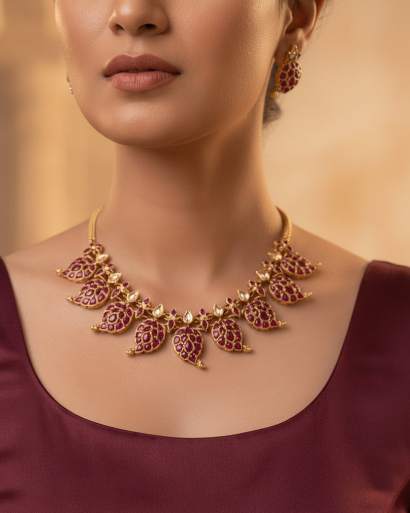 Kemp Mango Premium Ruby Necklace Set