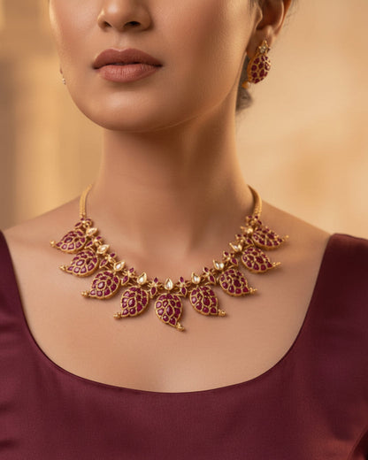 Kemp Mango Premium Ruby Necklace Set