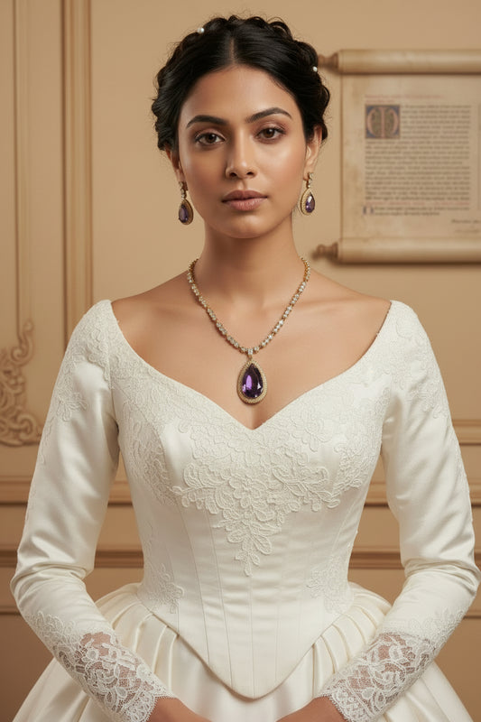 Blue AD Stone Victorian Necklace Set