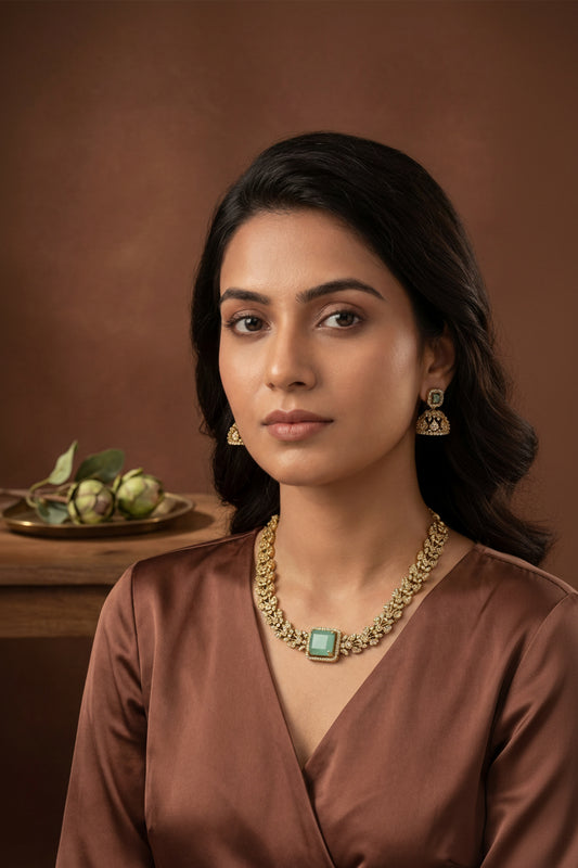 Sita Mint Green &White /Stone Necklace set