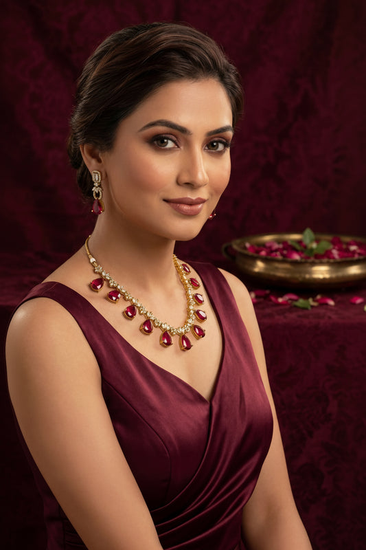 Isha Victorian Magentha Necklace set