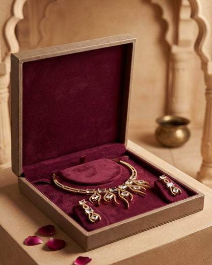 The Stella White stone Statement Necklace Set