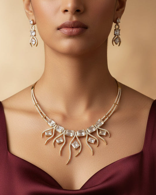 The Stella White stone Statement Necklace Set