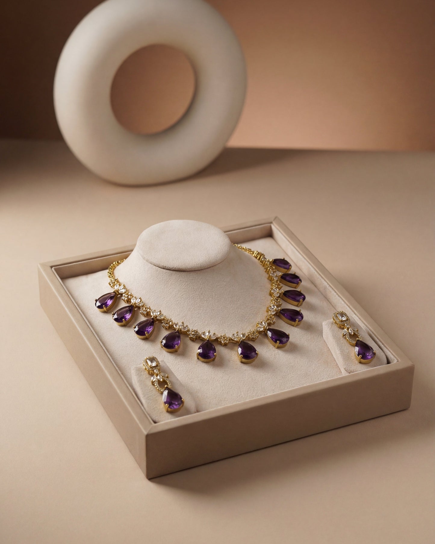 Isha Victorian Style Purple Necklace set